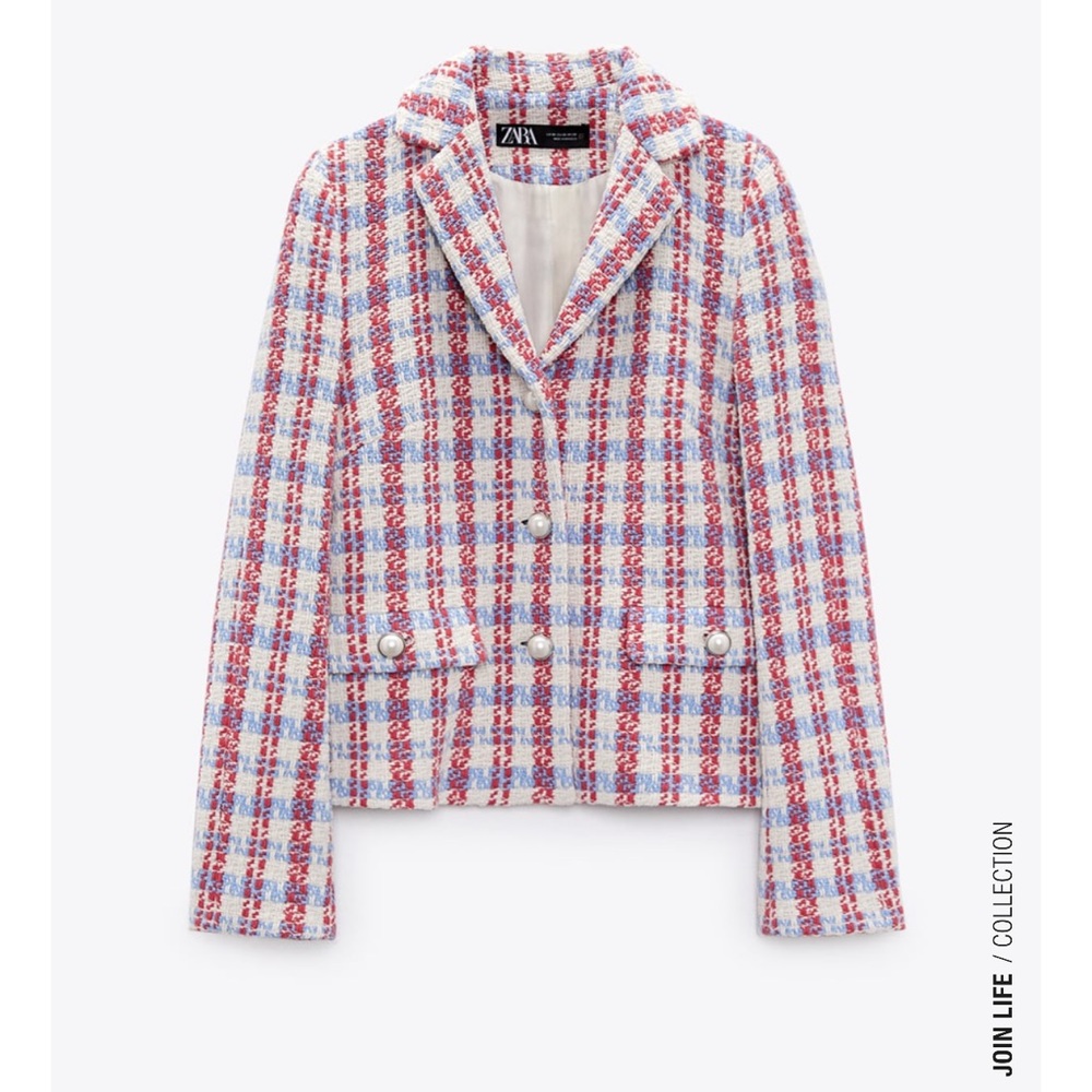 ZARA PEARLED BUTTON TEXTURED JACKET